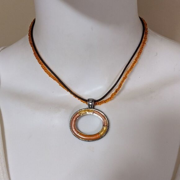 Vintage 3 piece orange shell necklaces & bracelet. 2 necklaces, mother of pearl - Picture 3 of 9